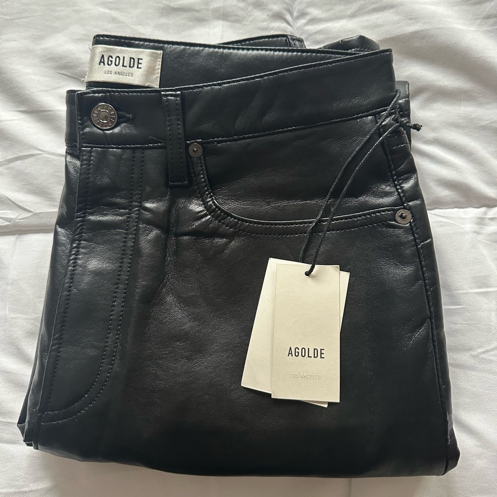 AGOLDE LEATHER BLACK PANTS